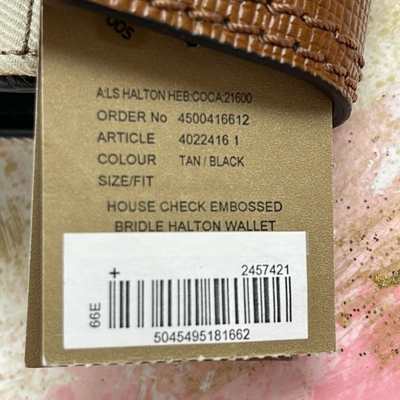 BURBERRY HALTON HOUSE CHECK EMBOSSED BRIDLE WALLET - Picture 12 of 13